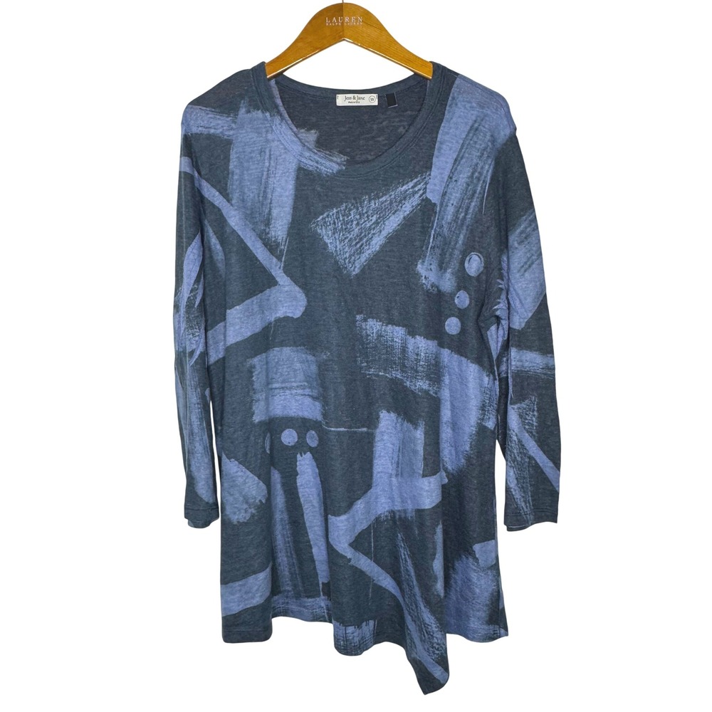 Jess & Jane‎ Blue Geometric Design Tunic 1X Womens